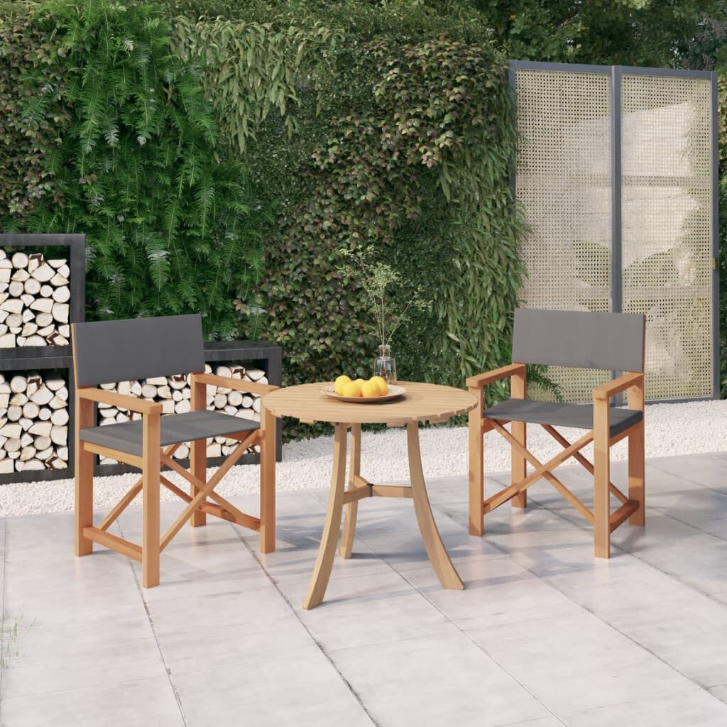 vidaXL Director's Chairs 2 pcs Solid Teak Wood Grey