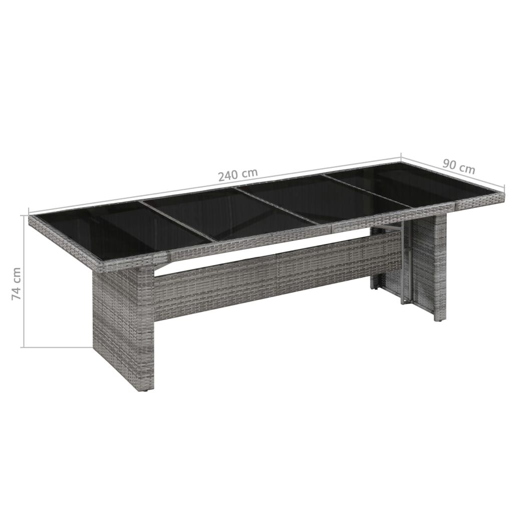 vidaXL Garden Table 240x90x74 cm Poly Rattan and Glass