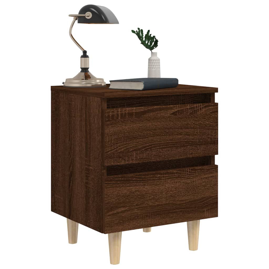 vidaXL Bed Cabinets with Solid Wood Legs 2 pcs Brown Oak 40x35x50 cm