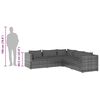 vidaXL 5 Piece Garden Lounge Set with Cushions Poly Rattan Grey