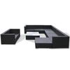 vidaXL 10 Piece Garden Lounge Set with Cushions Poly Rattan Black