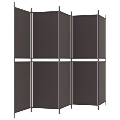vidaXL 5-Panel Room Divider Brown 250x180 cm Fabric, brown vidaXL 5-Panel Room Divider Brown 250x180 cm Fabric