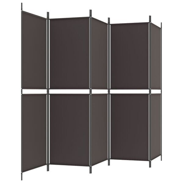 vidaXL 5-Panel Room Divider Brown 250x180 cm Fabric