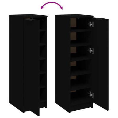 vidaXL Shoe Cabinet Black 30x35x100 cm Engineered Wood, black vidaXL Shoe Cabinet Black 30x35x100 cm Engineered Wood