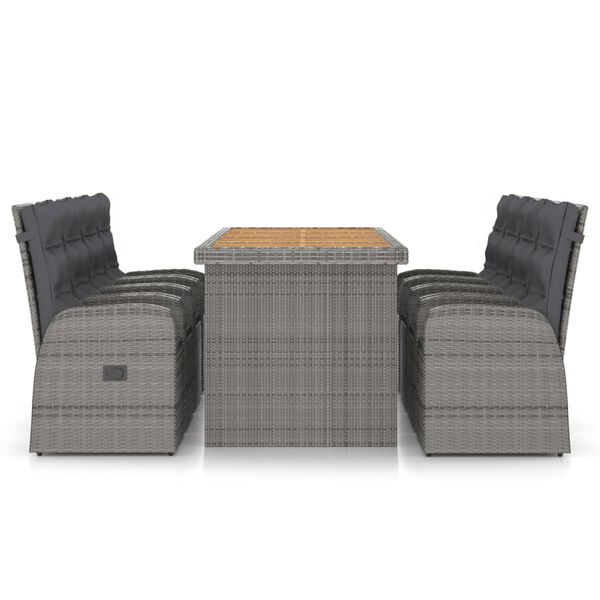 vidaXL 9 Piece Outdoor Dining Set with Cushions Poly Rattan Grey