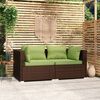 vidaXL 2-Seater Sofa with Cushions Brown Poly Rattan