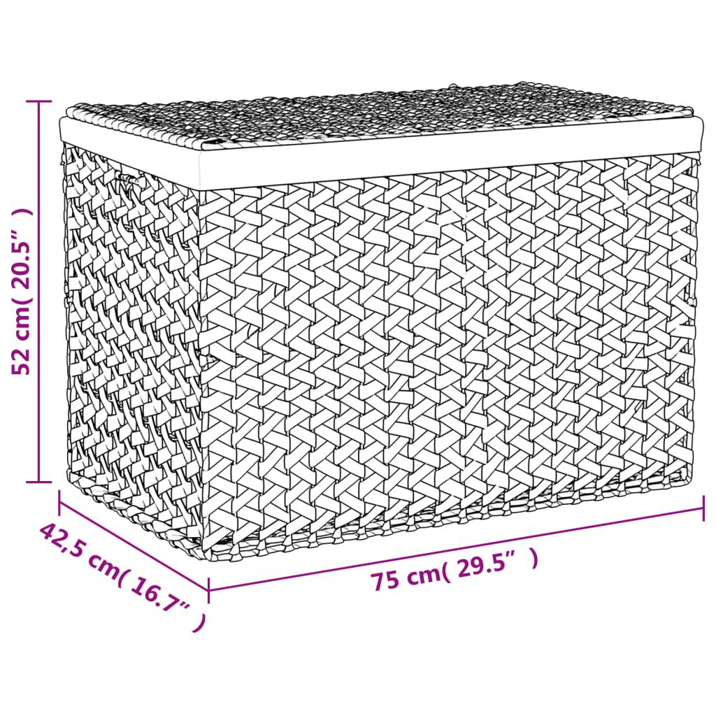 vidaXL Laundry Basket with 3 Sections 75x42.5x52 cm Water Hyacinth