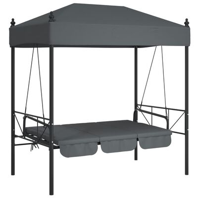 vidaXL Garden Swing Bench with Canopy Dark Grey Steel, dark grey vidaXL Garden Swing Bench with Canopy Dark Grey Steel