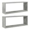 vidaXL Wall Cube Shelves 2 pcs Concrete Grey 60x15x23 cm Engineered Wood