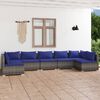 vidaXL 7 Piece Garden Lounge Set with Cushions Poly Rattan Grey