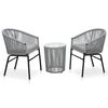 vidaXL 3 Piece Bistro Set with Cushions PE Rattan Grey