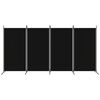 vidaXL 4-Panel Room Divider Black 346x180 cm Fabric