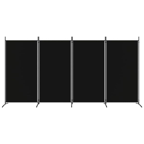 vidaXL 4-Panel Room Divider Black 346x180 cm Fabric