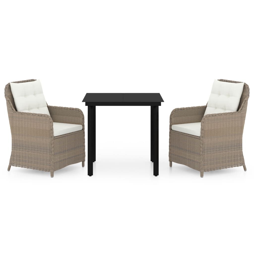 vidaXL 3 Piece Garden Dining Set Brown