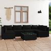 vidaXL 7 Piece Garden Lounge Set with Cushions Poly Rattan Black