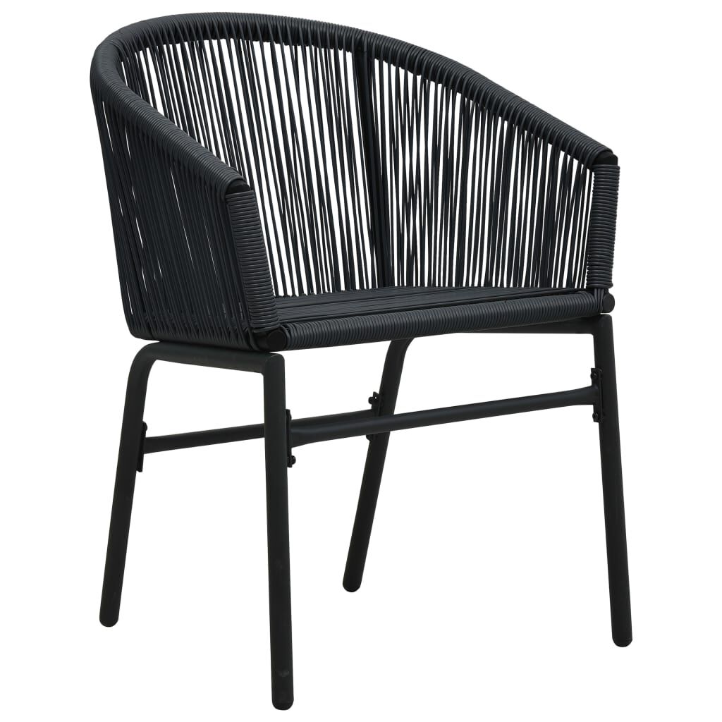 vidaXL 3 Piece Bistro Set with Cushions PE Rattan Black
