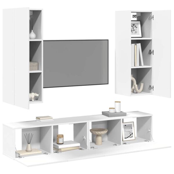 vidaXL 4 Piece TV Cabinet Set White Engineered Wood