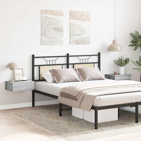 vidaXL Floating Nightstands 2pcs Grey Sonoma 40x30x15cm Engineered Wood