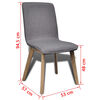 Oak Indoor Fabric Dining Chair Set 6 pcs Dark Grey