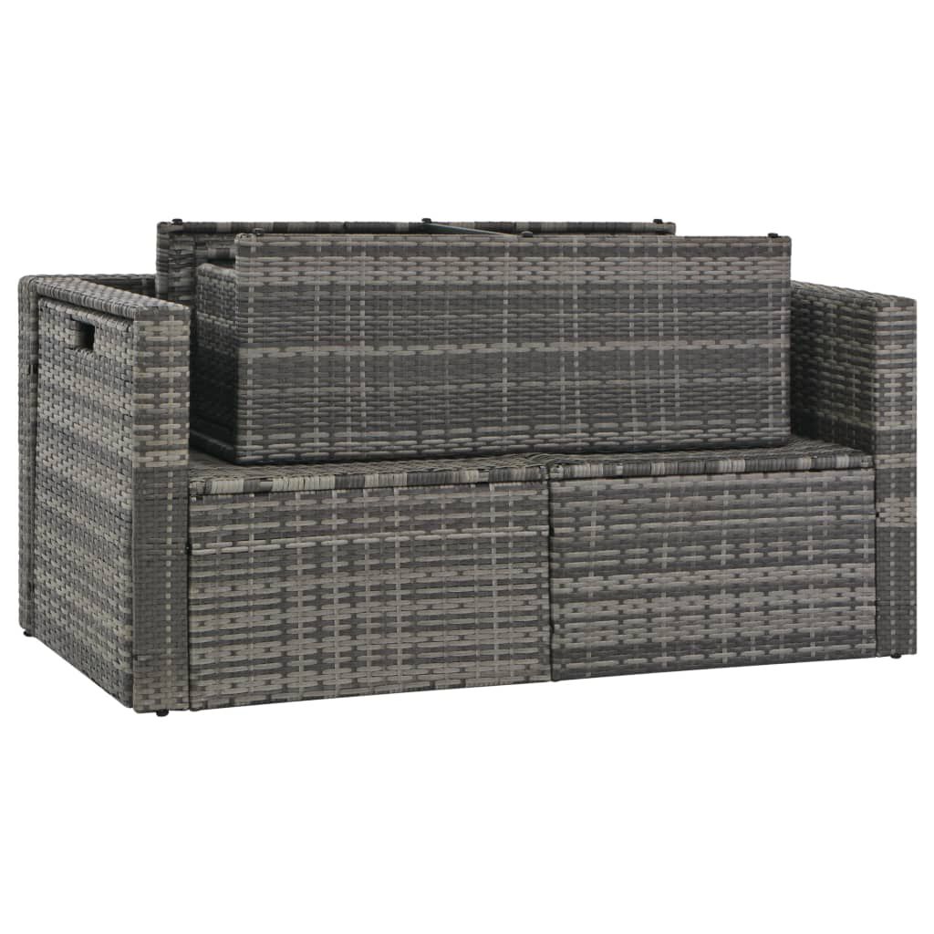 vidaXL 6 Piece Garden Lounge Set with Cushions Poly Rattan Grey