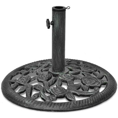 vidaXL Umbrella Base Cast Iron 12 kg 48 cm, black and green vidaXL Umbrella Base Cast Iron 12 kg 48 cm