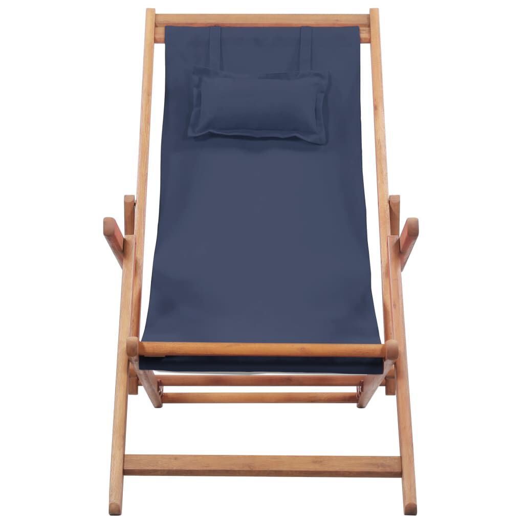 vidaXL Folding Beach Chair Fabric and Wooden Frame Blue
