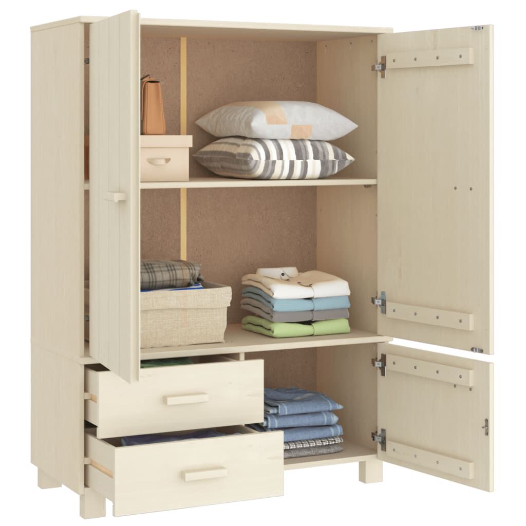 vidaXL Wardrobe HAMAR Honey Brown 99x45x137 cm Solid Wood Pine