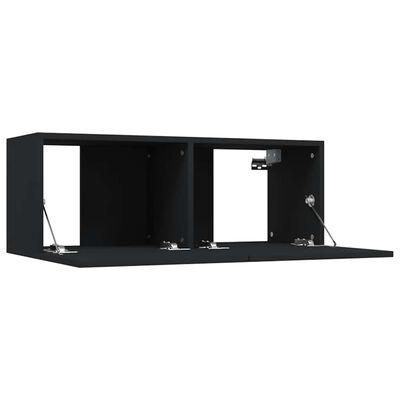 vidaXL TV Cabinets 2 pcs Black 80x30x30 cm Engineered Wood, black vidaXL TV Cabinets 2 pcs Black 80x30x30 cm Engineered Wood