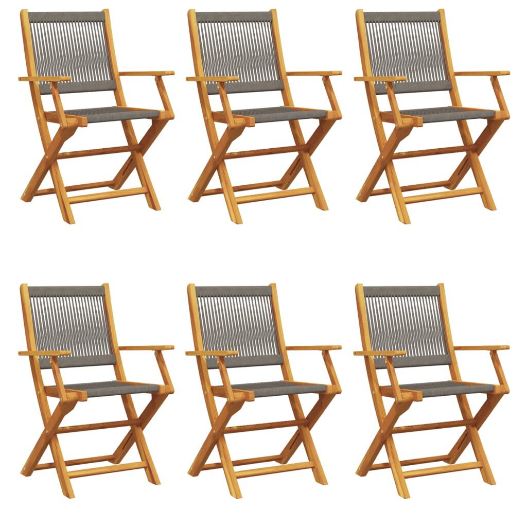 vidaXL Folding Garden Chairs 6 pcs Grey Solid Wood Acacia