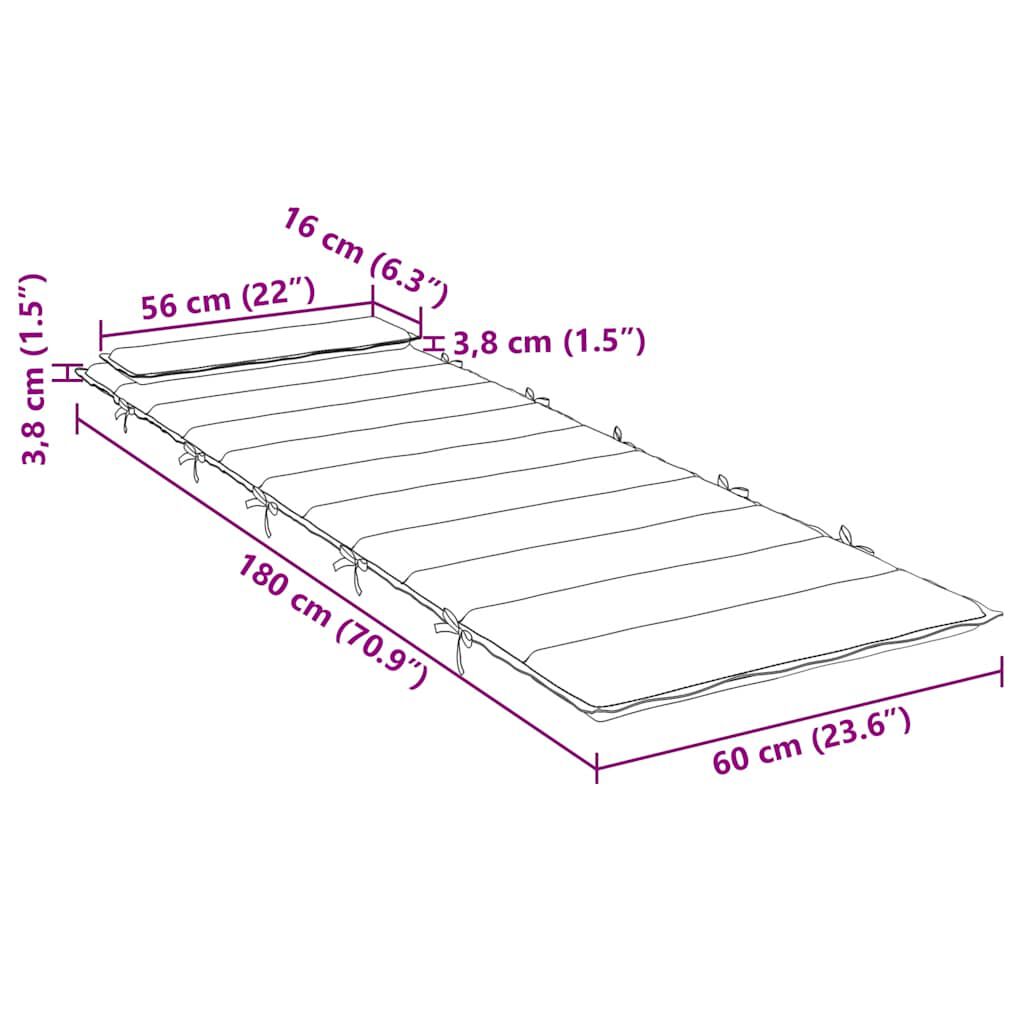 vidaXL Sun Lounger Cushion Grey 180x60x4 cm Oxford Fabric