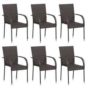 vidaXL Stackable Outdoor Chairs 2 pcs Poly Rattan Brown