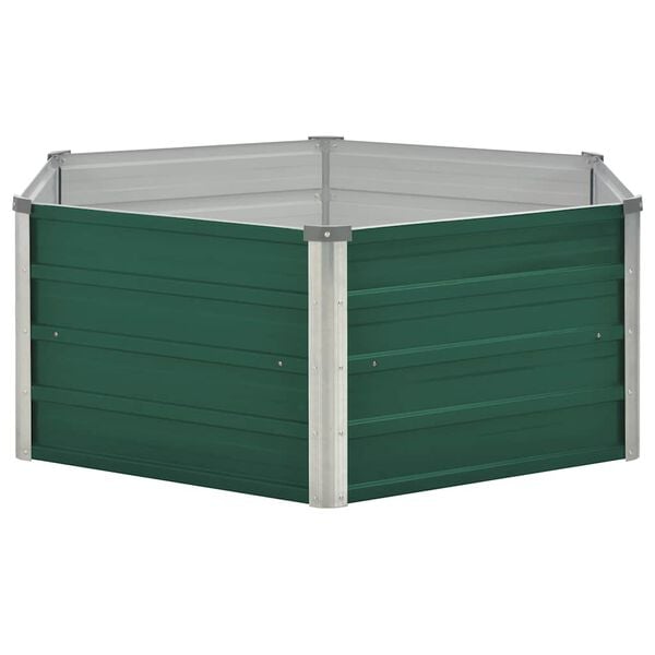 vidaXL Raised Garden Bed 129x129x45 cm Galvanised Steel Green