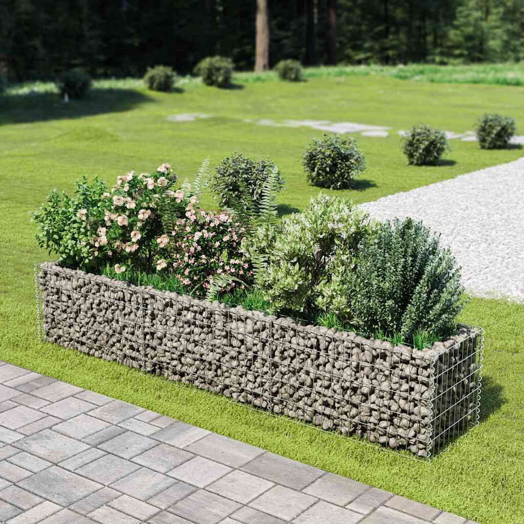 vidaXL Gabion Raised Bed Galvanised Steel 270x50x50 cm,  vidaXL Gabion Raised Bed Galvanised Steel 270x50x50 cm