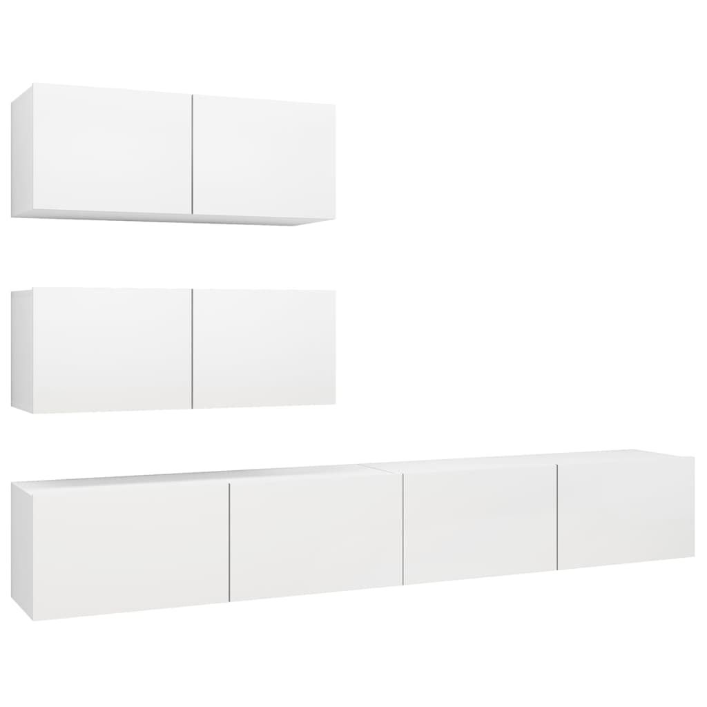vidaXL 4 Piece TV Cabinet Set White Engineered Wood