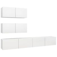 vidaXL 4 Piece TV Cabinet Set White Engineered Wood