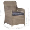 vidaXL Outdoor Chairs with Cushions 2 pcs Poly Rattan Brown