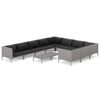 vidaXL 11 Piece Garden Lounge Set with Cushions Poly Rattan Dark Grey