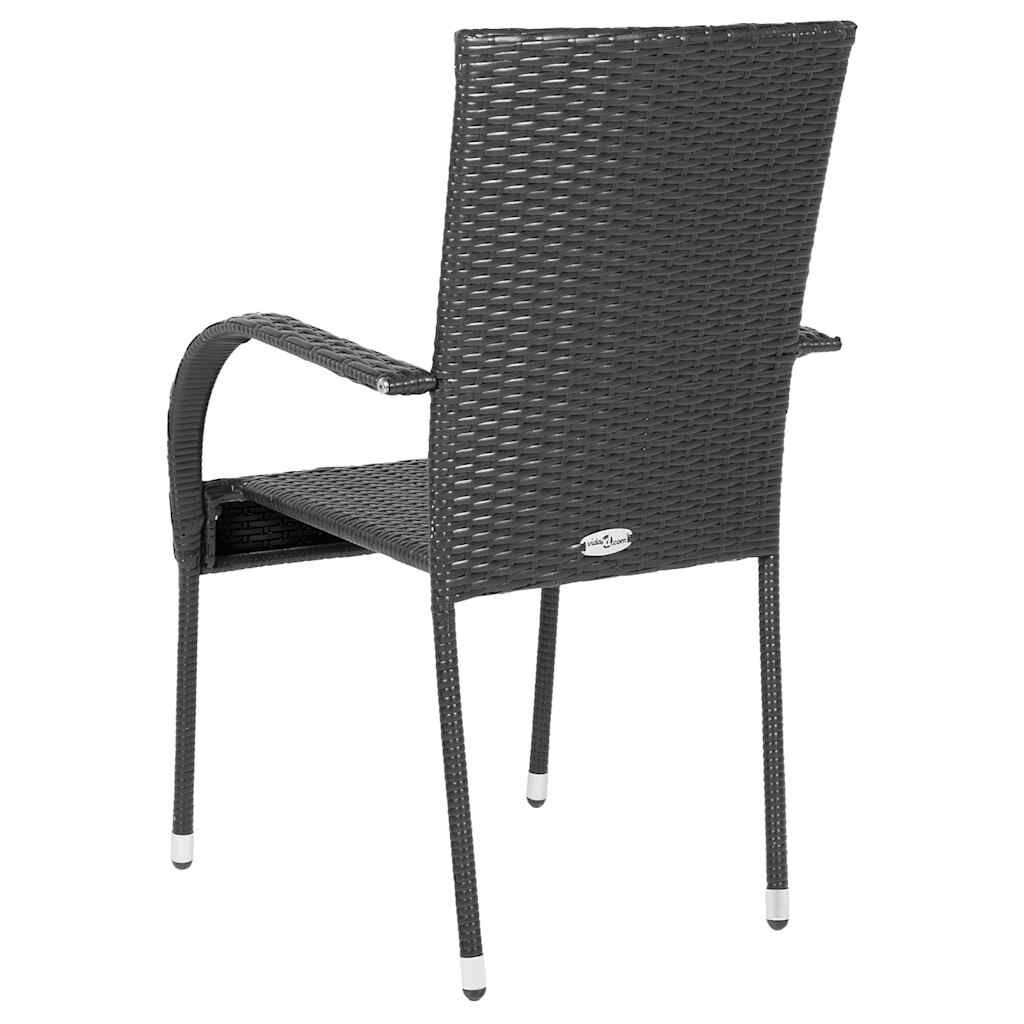 vidaXL Stackable Outdoor Chairs 2 pcs Poly Rattan Black