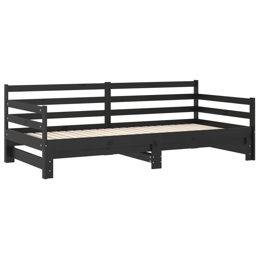 vidaXL Pull-out Day Bed without Mattress Black 2x(90x200)cm