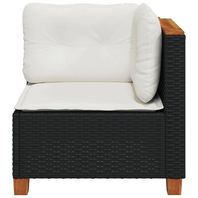 vidaXL Garden Sofa Corner with Cushions Grey Poly Rattan