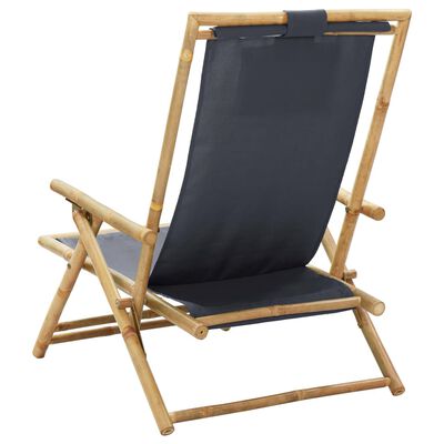 vidaXL Reclining Relaxing Chair Dark Grey Bamboo and Fabric, dark grey vidaXL Reclining Relaxing Chair Dark Grey Bamboo and Fabric
