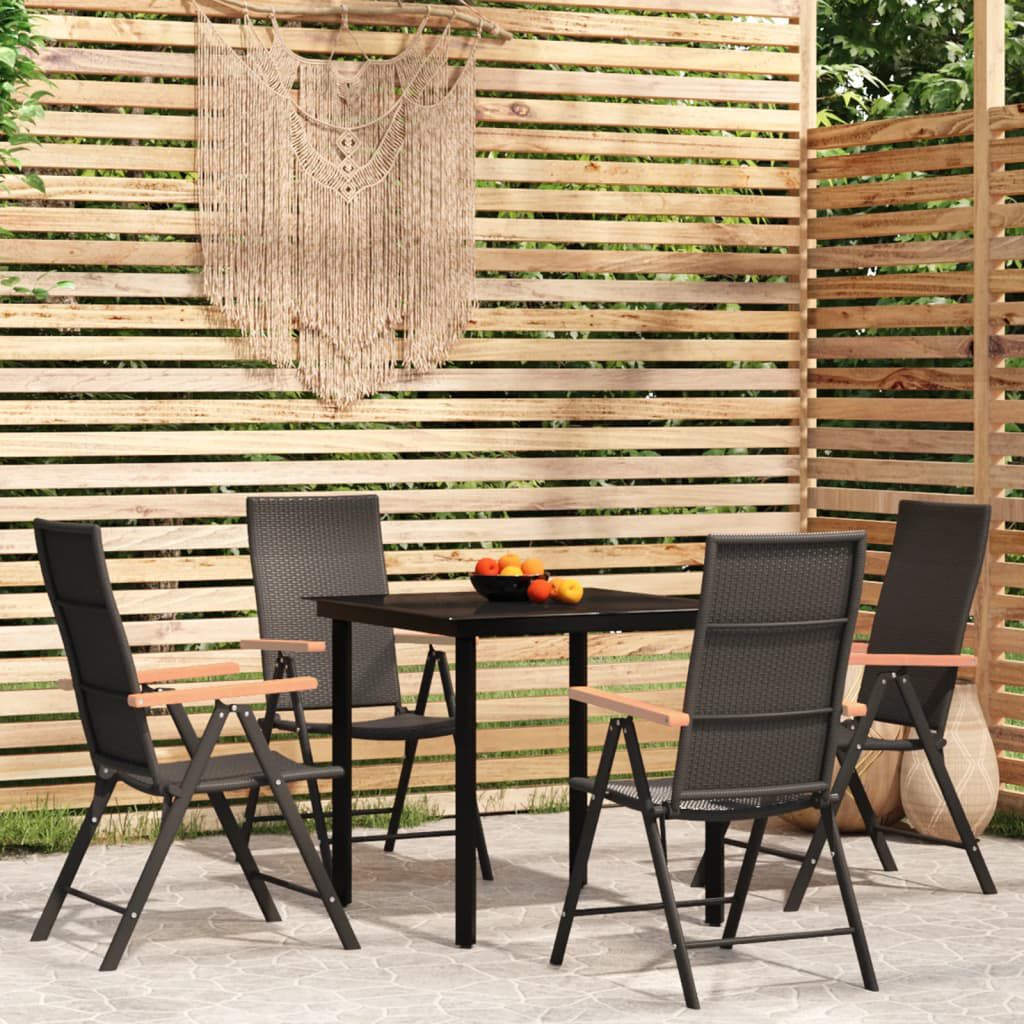 vidaXL 5 Piece Garden Dining Set Black