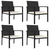 vidaXL 5 Piece Garden Dining Set Poly Rattan Black