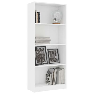 vidaXL 4-Tier Book Cabinet White 60x24x142 cm Engineered Wood, white vidaXL 4-Tier Book Cabinet White 60x24x142 cm Engineered Wood