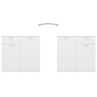 vidaXL Sideboard White 80x36x75 cm Engineered Wood, white vidaXL Sideboard White 80x36x75 cm Engineered Wood
