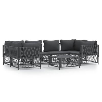 vidaXL 7 Piece Garden Lounge Set with Cushions Anthracite Steel, anthracite vidaXL 7 Piece Garden Lounge Set with Cushions Anthracite Steel
