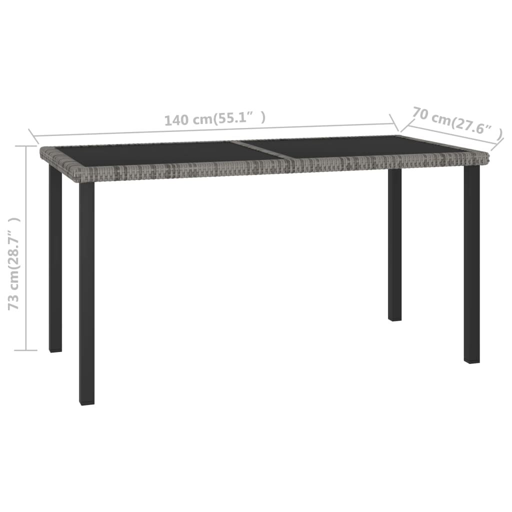 vidaXL Garden Dining Table Grey 140x70x73 cm Poly Rattan