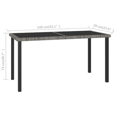 vidaXL Garden Dining Table Grey 140x70x73 cm Poly Rattan, grey vidaXL Garden Dining Table Grey 140x70x73 cm Poly Rattan