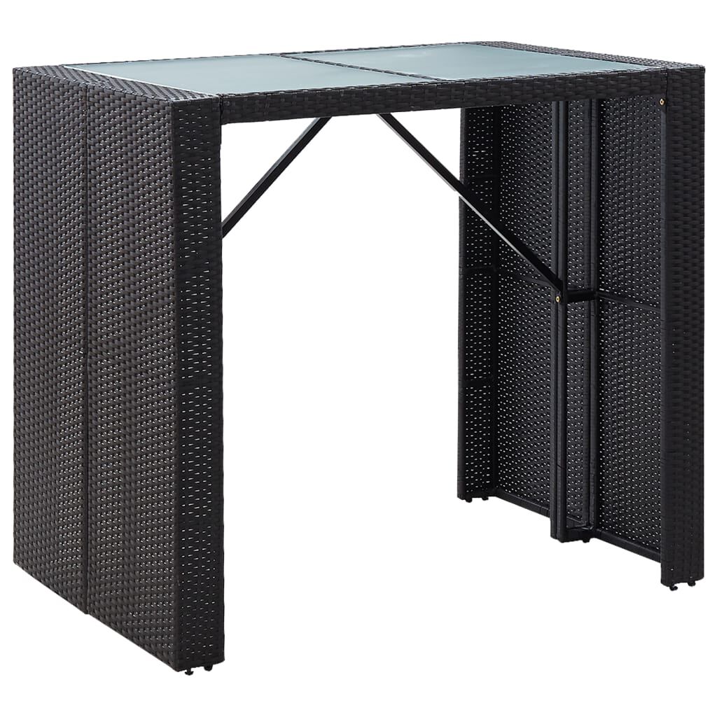 vidaXL 5 Piece Outdoor Bar Set Poly Rattan and Glass Black