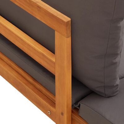 vidaXL 3 Piece Garden Lounge Set with Dark Grey Cushions Acacia Wood, dark grey vidaXL 3 Piece Garden Lounge Set with Dark Grey Cushions Acacia Wood